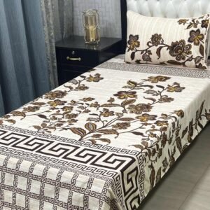 Cotton Printed Bedsheet Set - 2 pcs (Beige)