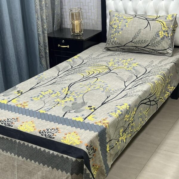 Cotton Printed Bedsheet Set - 2 pcs (Beige)