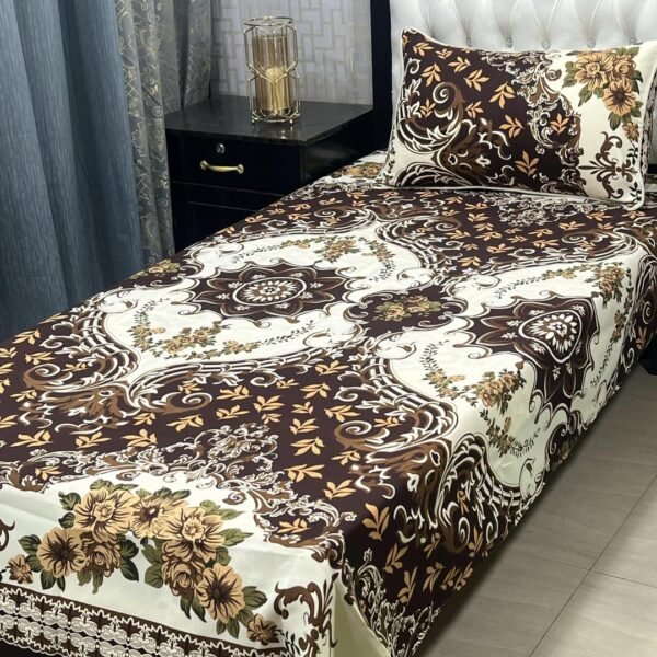 Cotton Printed Bedsheet Set - 2 pcs (Brown)