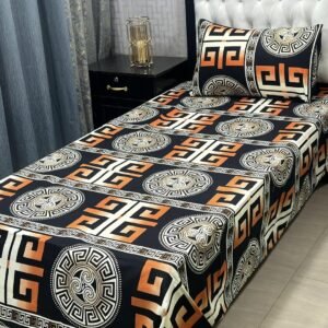 Cotton Printed Bedsheet Set - 2 pcs (Black)