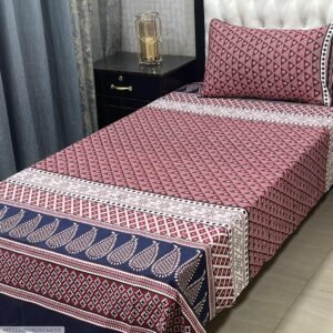 Cotton Printed Bedsheet Set - 2 pcs (Pink)