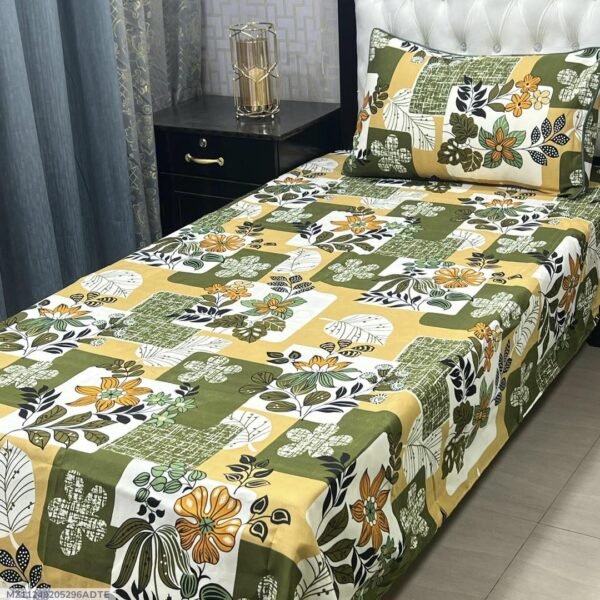 Cotton Printed Bedsheet Set - 2 pcs (Green)