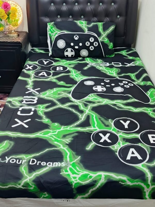 Joystick Printed Bedsheet Set - 4 pcs