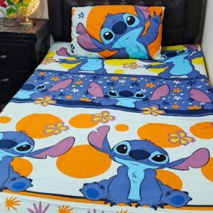 Lilo & Stitch Printed Single Bedsheet Set - 4 pcs