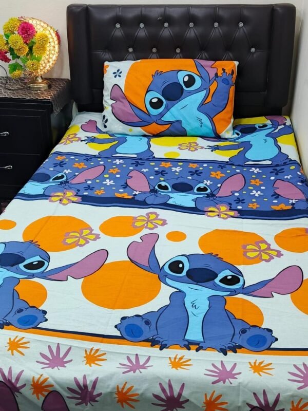 Lilo & Stitch Printed Single Bedsheet Set - 4 pcs