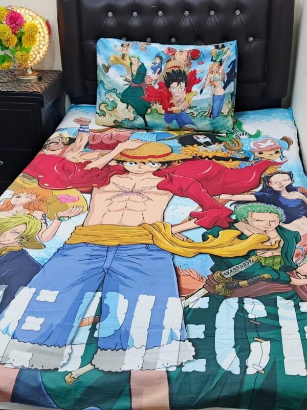 One Piece Printed Single Bedsheet Set - 4 pcs