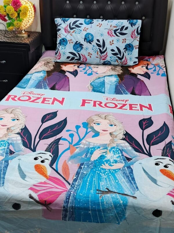 Frozen Printed Single Bedsheet Set - 4 pcs