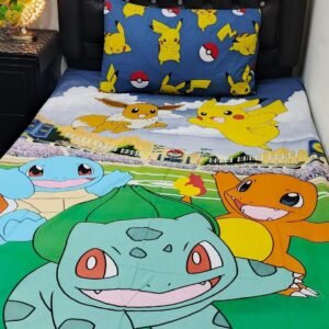 Pokemon Printed Single Bedsheet Set - 4 pcs