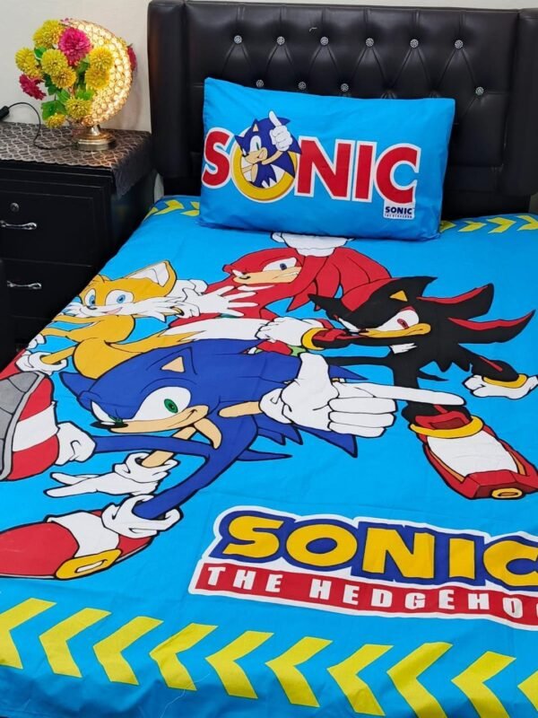 Sonic Printed Single Bedsheet Set - 4 pcs