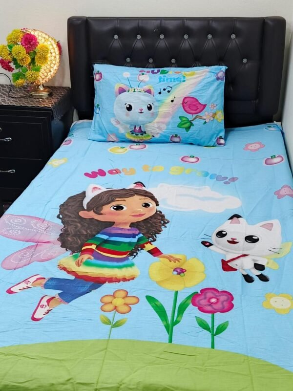 Gabby'S Doll house Printed Single Bedsheet Set - 4 pcs