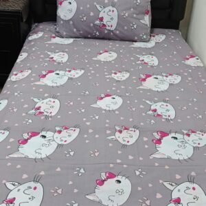 Kitty Printed Single Bedsheet Set - 4 pcs