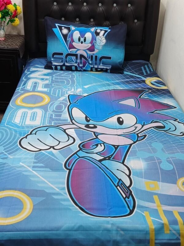 Sonic Printed Single Bedsheet Set - 4 pcs