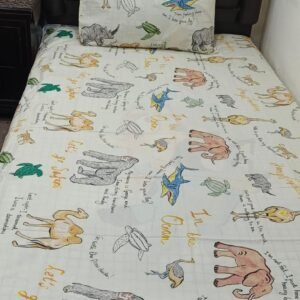 Animals Printed Single Bedsheet Set - 4 pcs