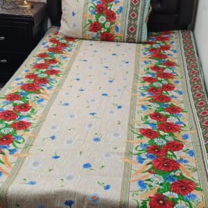 Flowers Printed Bedsheet Set - 4 pcs