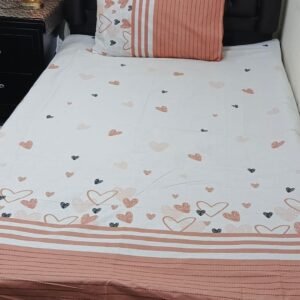 Heart Printed Bedsheet Set - 4 pcs