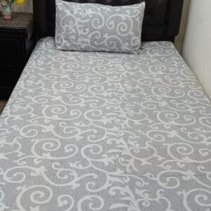 Cotton Printed Bedsheet Set - 4 pcs (Silver)