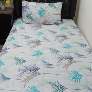 Cotton Printed Bedsheet Set - 4 pcs (White)