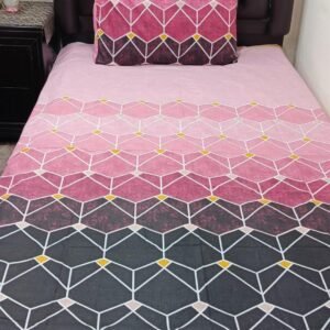 Double Color Printed Bedsheet Set - 4 pcs