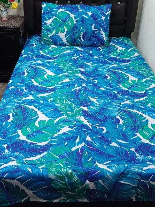 Leaves Printed Bedsheet Set - 4 pcs