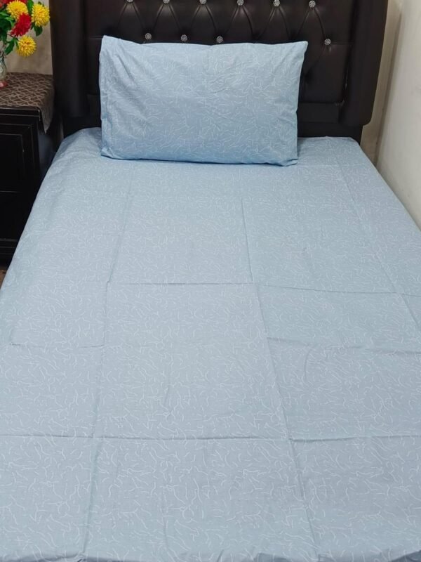 Light blue Printed Bedsheet Set - 4 pcs