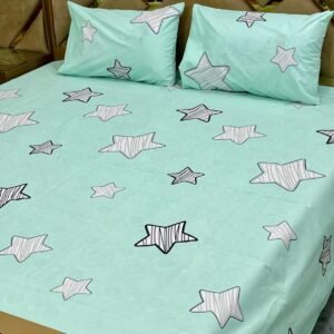 Stars Printed Double Bedsheet Set - 3pcs