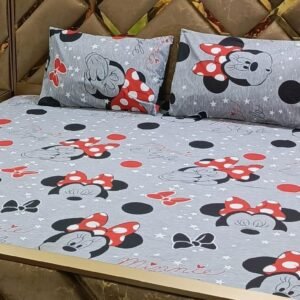 Mickey Mouse Printed Double Bedsheet Set - 3pcs