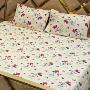 Mickey Mouse Printed Double Bedsheet Set - 3pcs