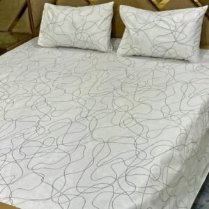 Lines Printed Double Bedsheet Set - 3pcs