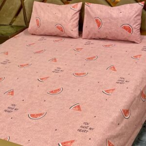 Watermelon Printed Double Bedsheet Set - 3pcs