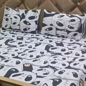 Panda Printed Double Bedsheet Set - 3pcs