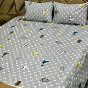 Animals Printed Double Bedsheet Set - 3pcs