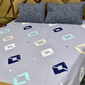 V Shaped Printed Double Bedsheet Set - 3pcs