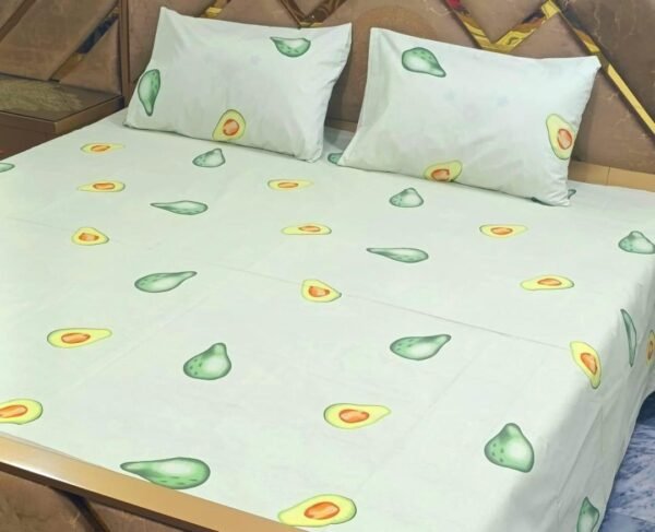 Avocado Printed Double Bedsheet Set - 3pcs