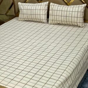 Lines Printed Double Bedsheet Set - 3pcs