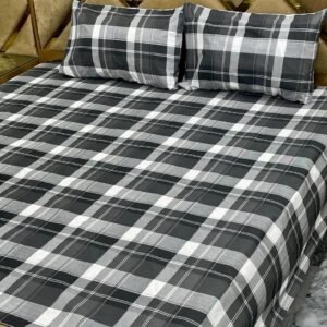 Lines Printed Double Bedsheet Set - 3pcs