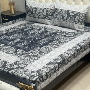 Flowers Printed Double Bedsheet Set - 3pcs