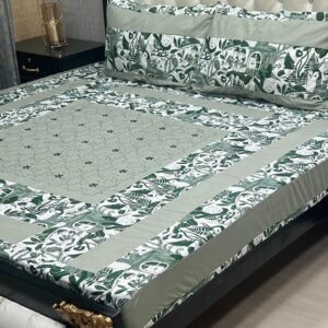 Lines Printed Double Bedsheet Set - 3pcs