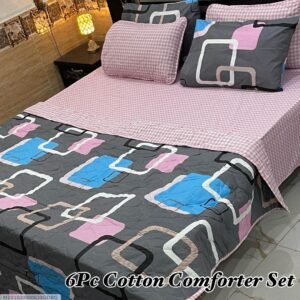 Square Printed Double Bedsheet Set - 6pcs