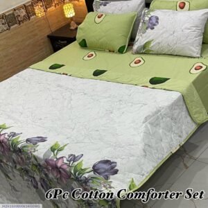 Avacado Printed Double Bedsheet Set - 6pcs