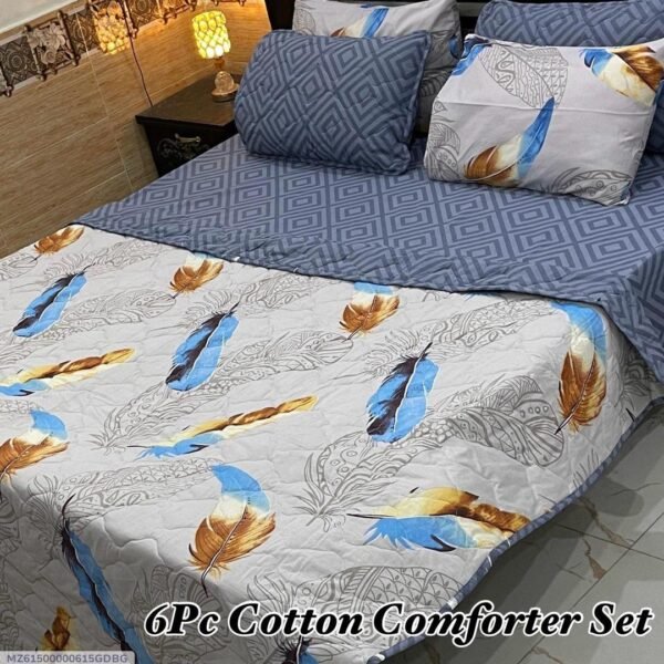 Fur Printed Double Bedsheet Set - 6pcs