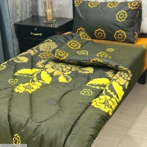 Flowers Printed Single Bedsheet Set - 3pcs