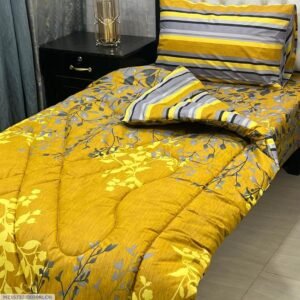 Leaves Printed Single Bedsheet Set - 3pcs