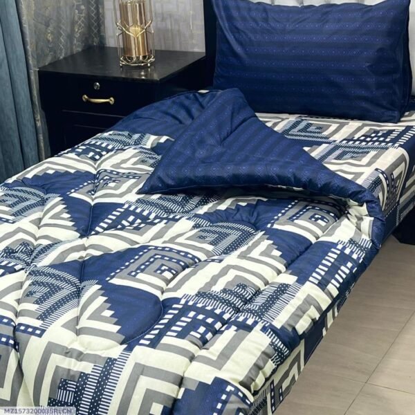 Squares Printed Single Bedsheet Set - 3pcs