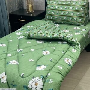 Flowers Printed Single Bedsheet Set - 3pcs