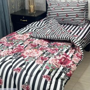 Lines Printed Single Bedsheet Set - 3pcs