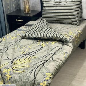 Leaves Printed Single Bedsheet Set - 3pcs