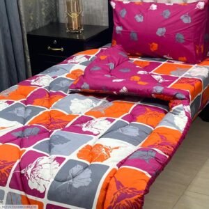 Flowers Printed Single Bedsheet Set - 3pcs