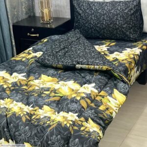 Flowers Printed Single Bedsheet Set - 3pcs