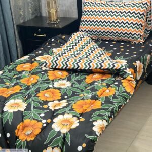 Flowers Printed Single Bedsheet Set - 3pcs