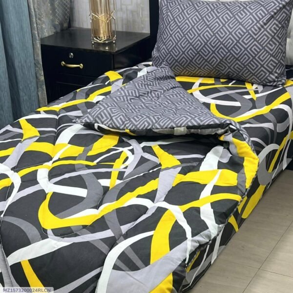 Lines Printed Single Bedsheet Set - 3pcs